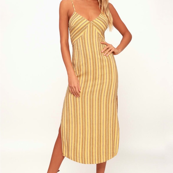 Amuse Society Yellow Midi Dress - Picture 1 of 6